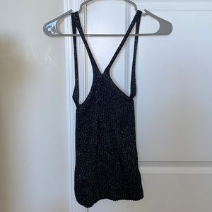 NWT Topshop Shimmery Criss Cross Party Tank Top Black